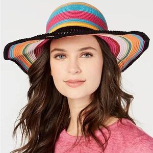 Betsey Johnson Rainbow Pom Pom-Trim Floppy Hat